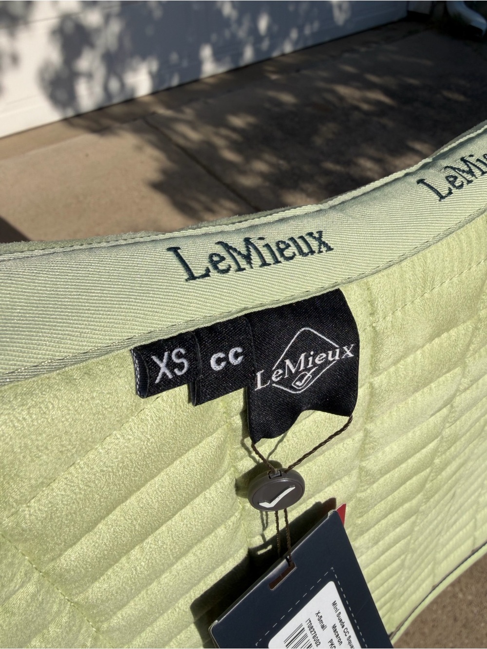 NWT LeMieux Mini Suede CC Square Saddle Pad, X-Small, Macaron Black/Green